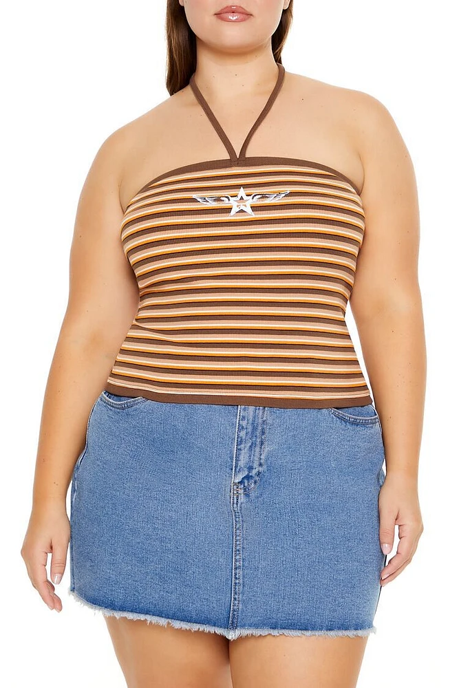 Plus Striped Star Halter Top