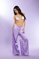 Satin Beaded Palazzo Pants
