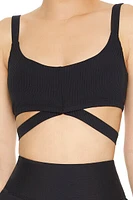 Strappy Ribbed Knit Sports Bra