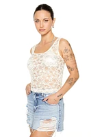 Sheer Floral Lace Tank Top