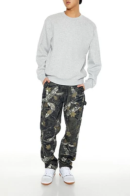 Camo Leaf Print Utility Pants