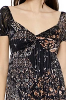 Paisley Floral Babydoll Mini Dress