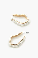 Abstract Faux Pearl Hoop Earrings