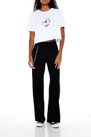 Disco Ball Graphic Cropped Tee
