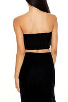 Velvet Bow Cropped Tube Top