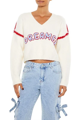 Dreamer Patch Fuzzy Knit Sweater