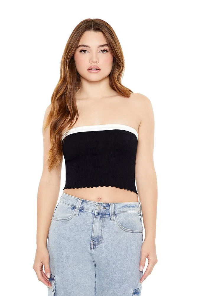 Seamless Lettuce-Edge Tube Top