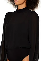 Chiffon Mock Neck Bodysuit