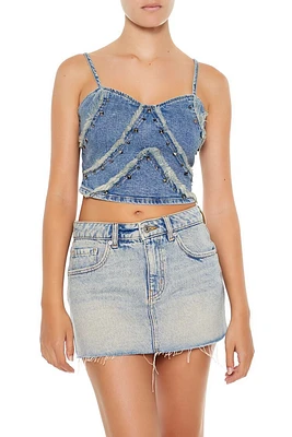 Studded Denim Cropped Cami