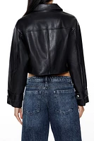 Cropped Faux Leather Moto Jacket