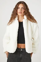 Faux Shearling Open-Front Jacket