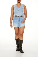 Plus Denim Button-Up Vest