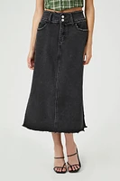 Frayed M-Slit Maxi Skirt