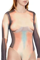 Abstract Print Mesh Bodysuit