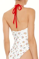 Romantic Floral Monokini One-Piece Swimsuit