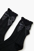 Bow Cable Knit Crew Socks
