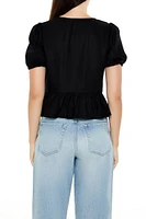 Bow Split-Front Flounce Top