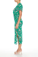 Floral Print Surplice Maxi Dress