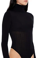 Sweater-Knit Turtleneck Bodysuit