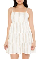 Linen-Blend Striped Babydoll Dress