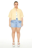 Plus Cropped Gauze Shirt