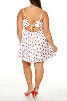 Plus Ruched Cherry Mini Dress