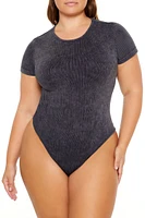 Plus Washed Rib-Knit Bodysuit