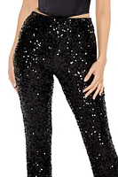 Sequin Mid-Rise Flare Pants