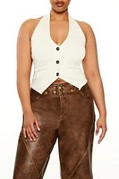 Plus Sweater-Knit Halter Top