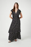 Floral Butterfly-Sleeve Maxi Dress