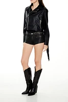 Faux Leather Low-Rise Shorts