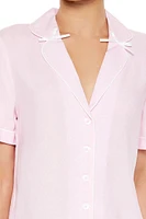 Piped-Trim Pajama Shirt & Shorts