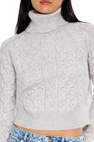 Cropped Cable Knit Turtleneck Sweater