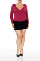 Plus Plunging Long-Sleeve Top