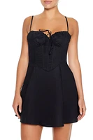 Lace-Up Bustier Bow Mini Dress