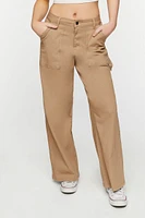 Twill Wide-Leg Utility Pants