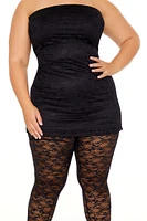 Plus Lace Mini Dress & Tights Set