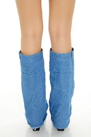 Pointed Denim Overlay Boots