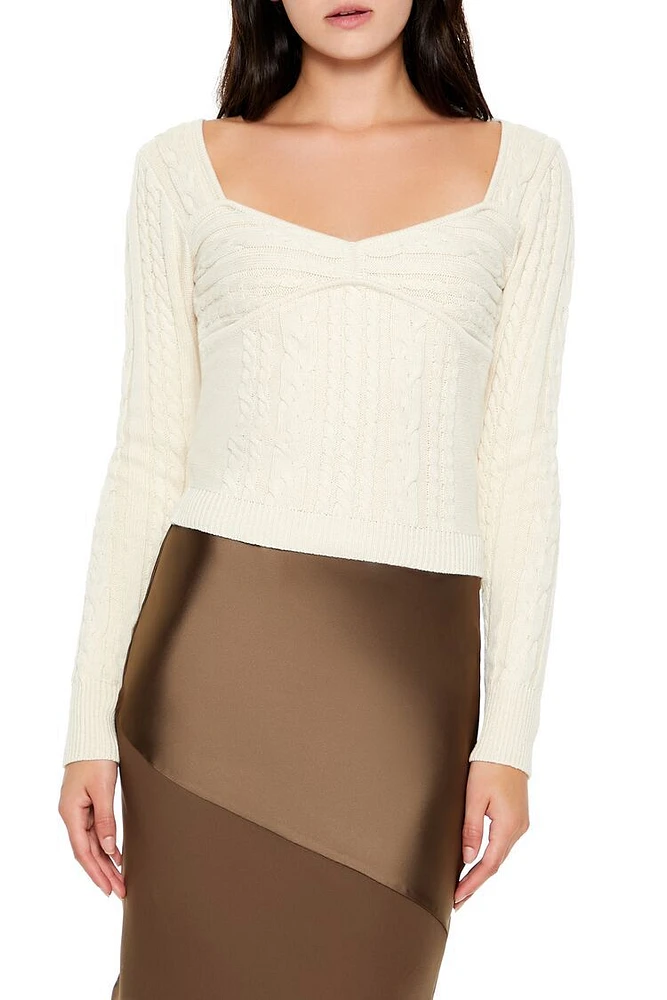 Cable Knit Square-Neck Sweater