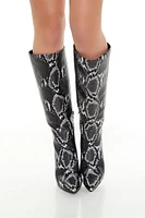 Faux Snake Knee-High Boots