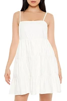Linen-Blend Tiered Babydoll Dress