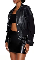 Cropped Faux Leather Moto Jacket