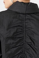 Ruched Tie-Front Puffer Jacket