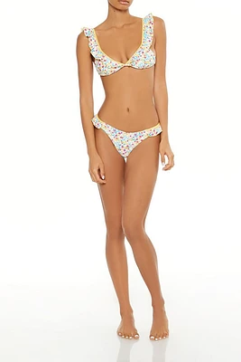 Bright Floral High Leg Bikini Bottoms