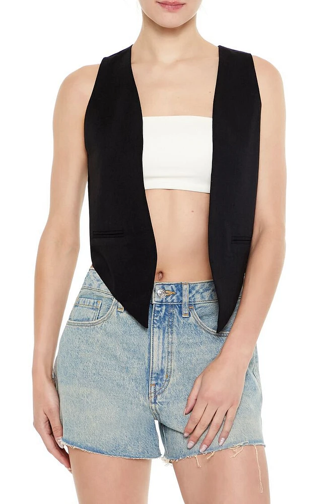 Open-Front Pointed-Hem Vest