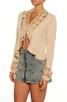 Floral Tie-Front Cardigan Sweater