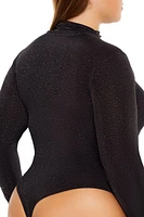 Plus Glitter Cowl Thong Bodysuit