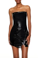 Faux Patent Leather Tube Mini Dress