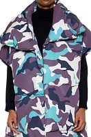 Camo Print Longline Puffer Vest