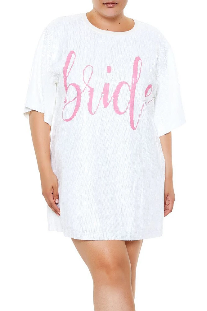 Plus Sequin Bride T-Shirt Mini Dress